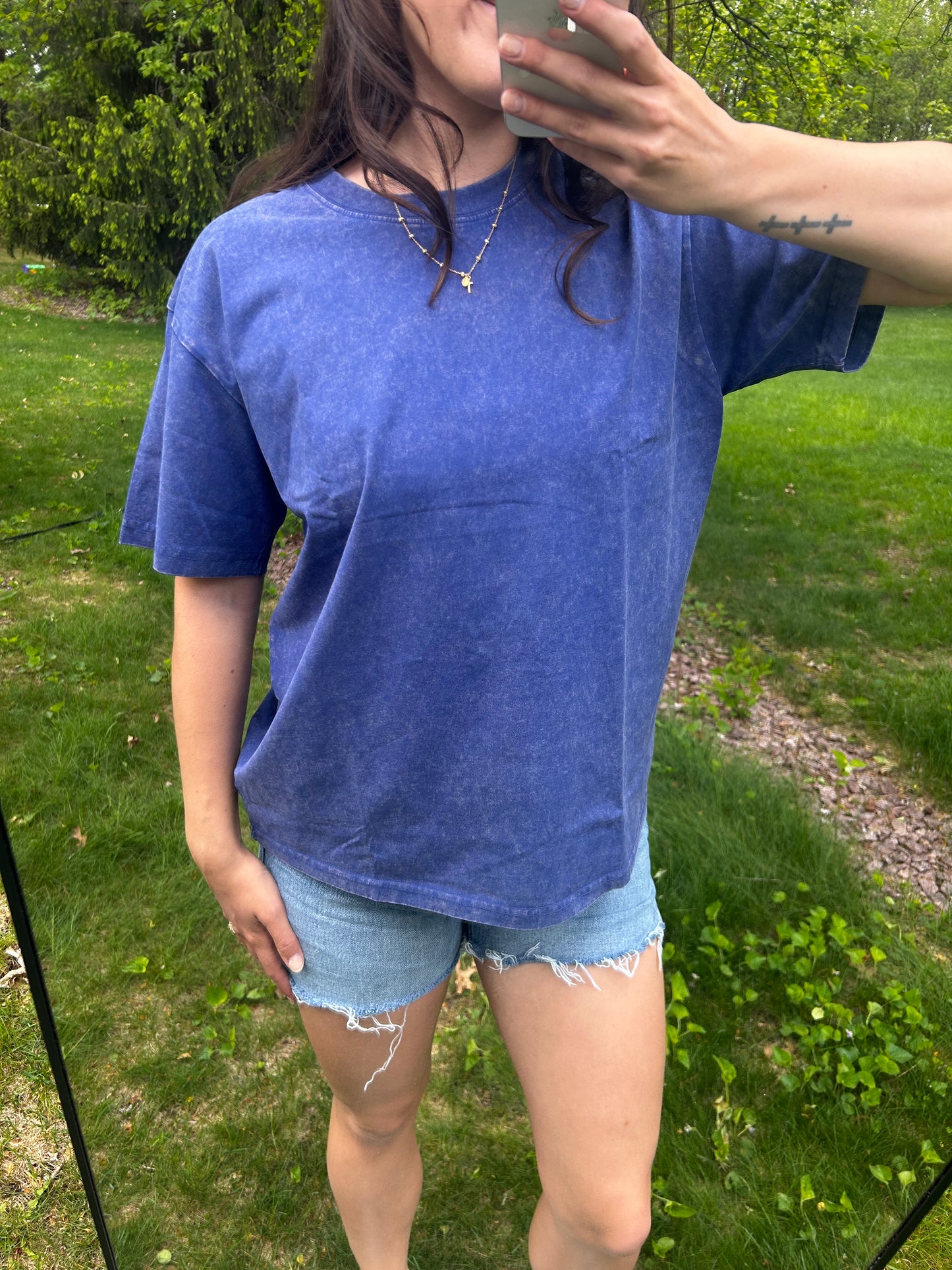 Essential Oversized Tee - Emerald and Indigo
