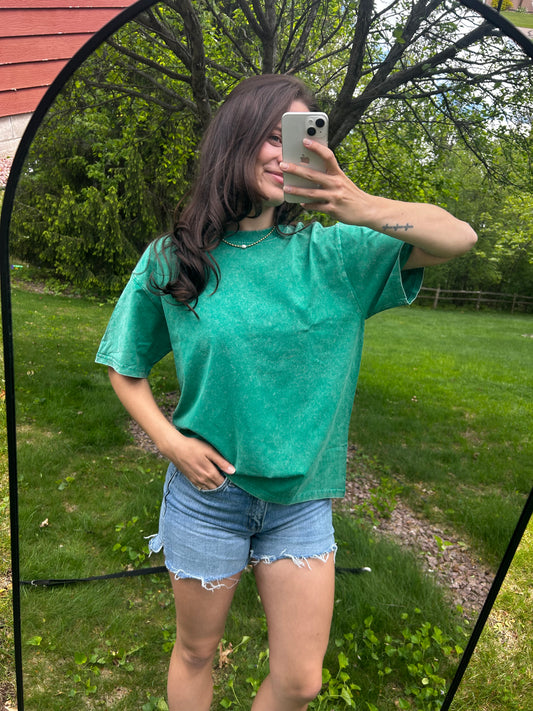 Essential Oversized Tee - Emerald and Indigo